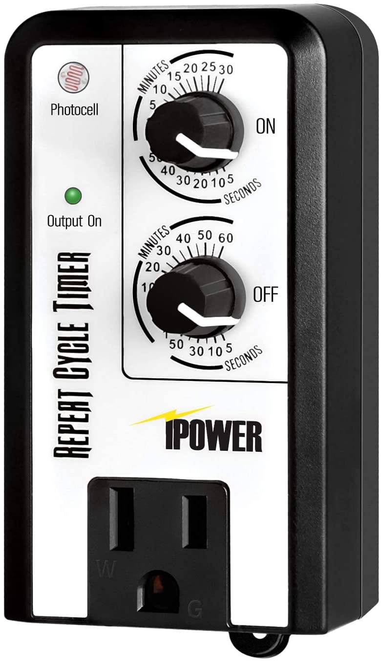 iPower Black 3 Cycle Mode Interval Timer with Photocell Sensor
