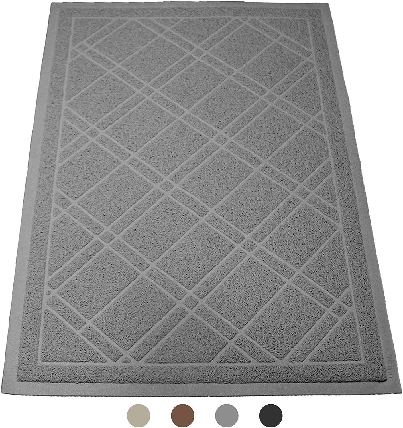 Gray Extra Large Plaid Cat Litter Trapping Mat