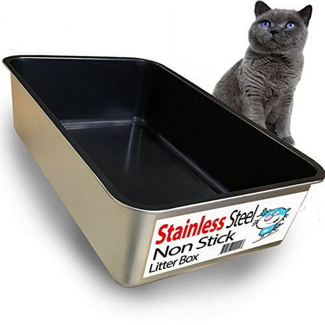 iPrimio Cat Litter Box NonStick Plated Stainless Steel XL Litter Pan