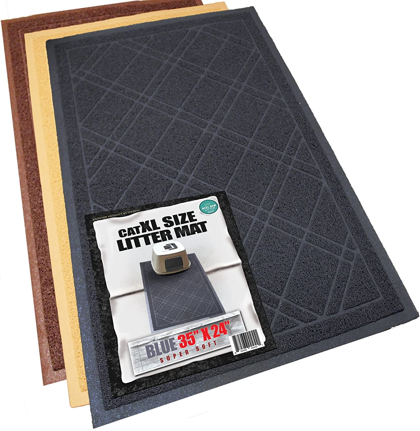 Extra Large Black PVC Cat Litter Trapping Mat, 35 x 24 Inches