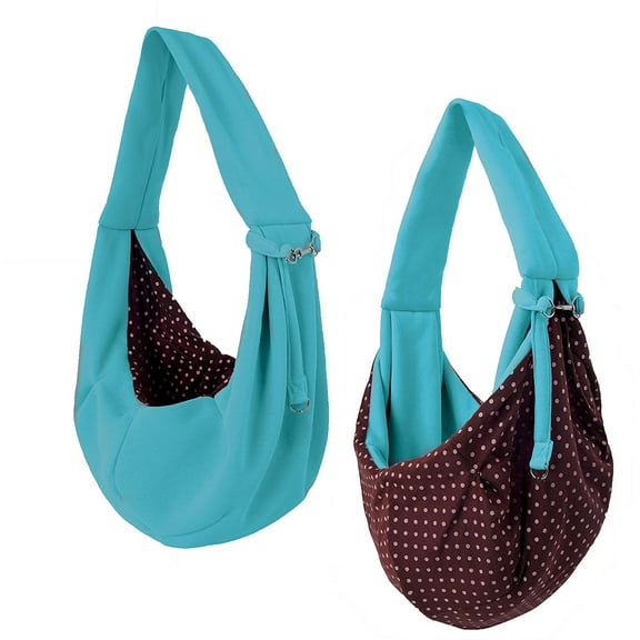 iPrimio Dog and Cat Sling Carrier - Hands Free Reversible Pet Papoose Light Blue Bag - Soft Pouch and Tote Design - Suitable for Puppy, Small Dogs, and Cats for Outdoor Travel