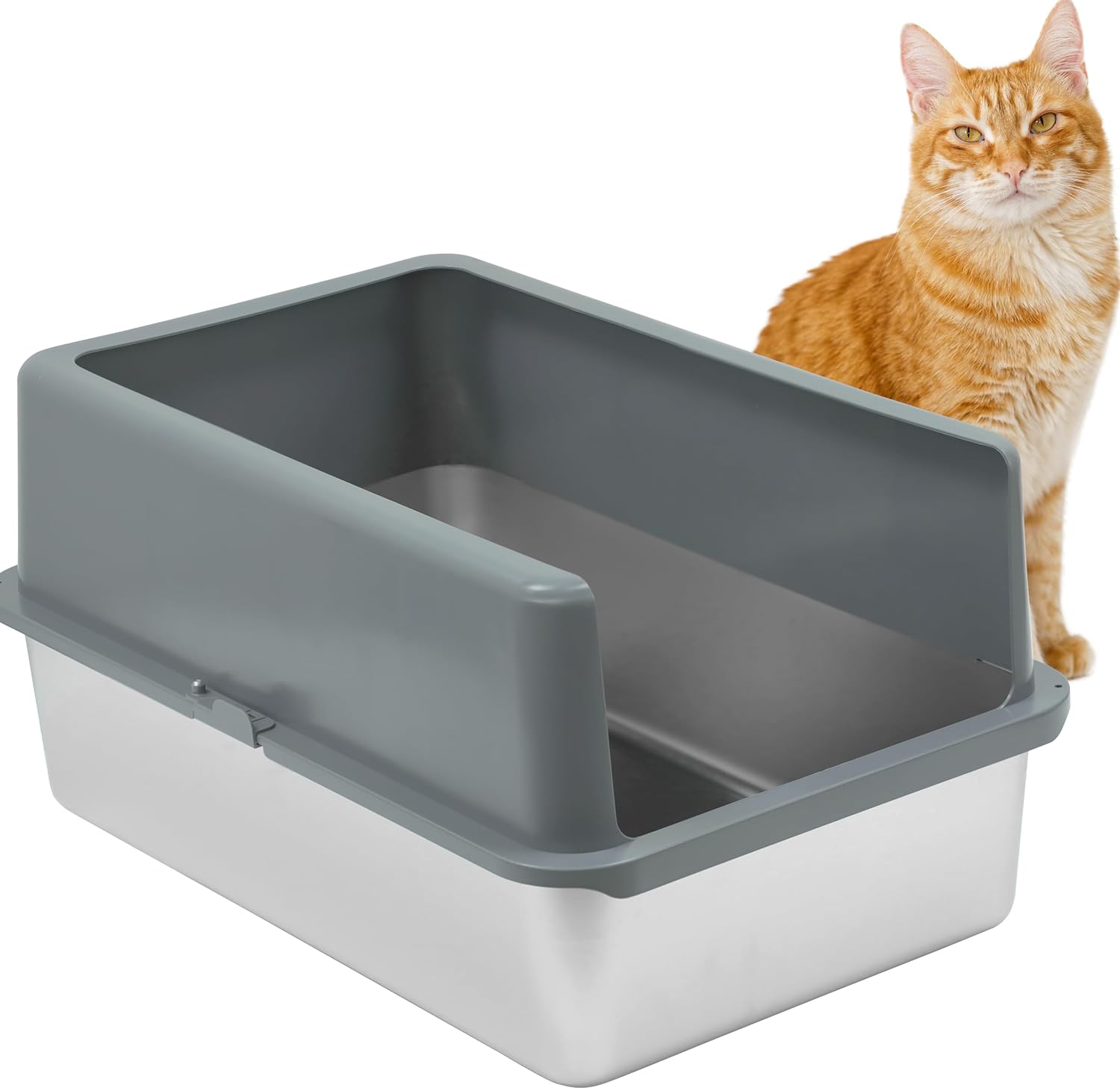 iPrimio Enclosed Sides Stainless Steel Litter Box XL for Big Cats