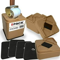 iPrimio Stackable Black Bed. Desk, Couch, Chair Riser/Lift (Pat. Pending) Includes Rubber Bottom Won't Scratch Floors, Stand Assist, Adjustable Heights (8 Pack Brown)