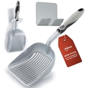 iPrimio XL Cat Litter Sifter with Deep Shovel Patented Silver Poop Scooper with Solid Handle – Made up of Non Stick Plated, Solid Aluminum