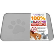iPrimio XL Pet Feeding Bowl Mat - Logo - Silicone - Hygienic, Safe - Allergy-Friendly - Prevents Water/Food Spills - Protects Floor - Non-Slip (Large, Gray)