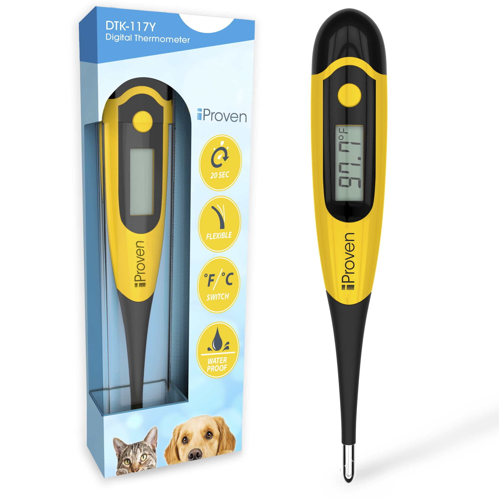 1pc Lcd Digital Thermometer With Flexible Probe, Fast Accurate Reading,  Portable For Home, Travel, Pets
