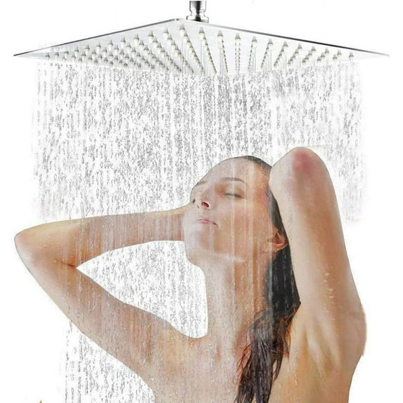 iPstyle Rainfall Shower Head Brushed Nickel 8 Inch Large Square Shower Bathroom Head