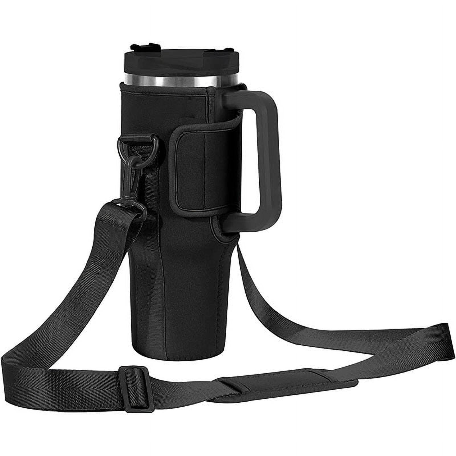 1pc Water Bottle Bag for 40 Oz Tumbler with Handle, Neoprene Cup  Accessories with Adjustable Shoulder Strap, Carrier Clip for Travel Hiking