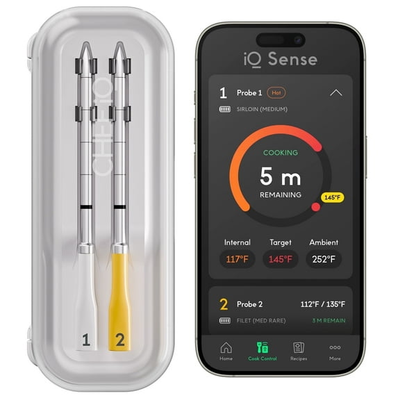 iQ Sense by CHEF iQ Smart Wireless Thermometer, WiFi Unlimited Range, 5 Sensors, 2 Ultra-Thin Probes - 2025 Version, Gen 3
