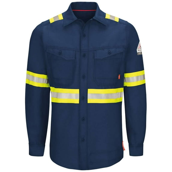 Bulwark iQ Series Endurance Enhanced Visibility Work Shirt, Navy - Large