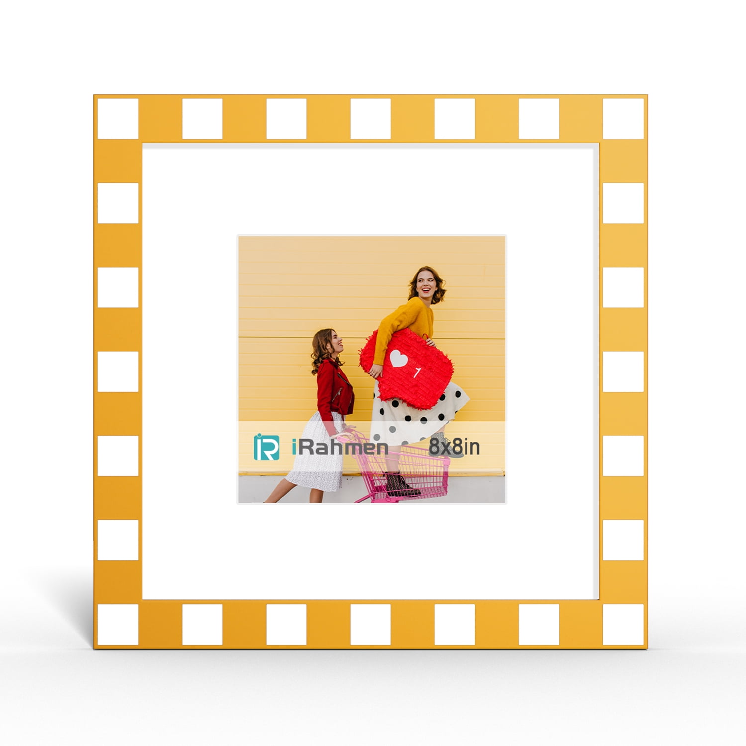 iRahmen 8x8 Picture Frame with Mat for 4x4, Advanced grid border design ...
