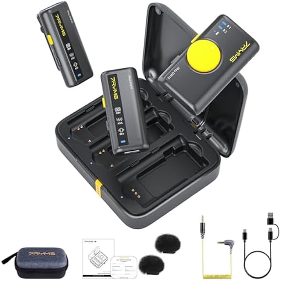 iRay DW10 Wireless Lavalier Microphone for iPhone Android Camera Camcorder PC, Dual Lav Mic with Noise Cancellation, Reverb, 15H Battery, Lapel Mic for Vlogging YouTube TikTok Video Recording