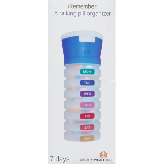iRemember - Talking Pill Cap with 7 Compartments, Speaks Messages to Take Pills and When Last Opened. USB rechargeable, Bluetooth w/ Free App