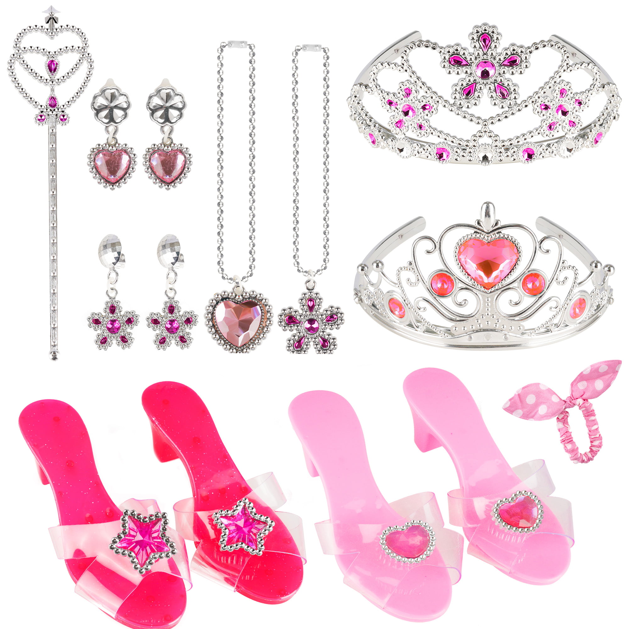 Princess Toys – Dress Up Shoes and Jewelry Boutique Set with 3 Pretend Play  Shoes, Tiara, Wand, Necklace, Earrings for Girls 3 4 5 6 7 8 year old Kids  
