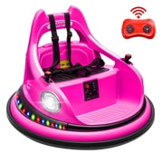 iRerts 12V Bumper Car, Ride on Electric Bumper Car for Kids Toddlers, Battery Powered Ride on Toys with Remote Control, Bluetooth, Music, LED Light, 360 Spin, Gifts for 2-5 Year Old Boys Girls, Pink