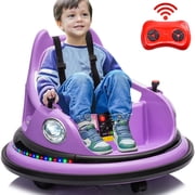 iRerts 12V Bumper Car, Ride on Electric Bumper Car for Kids Toddlers, Battery Powered Ride on Toys with Remote Control, Bluetooth, Music, LED Light, 360 Spin, Gifts for Ages 2-5 Boys Girls, Purple