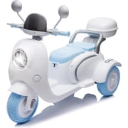 iRerts 12V Kids Ride on Motorcycle, Level Up 2 Seater Kids Electric Motorcycle with Bluetooth, Music, USB Port, Portable Storage Hooks, Oversized Trunk, 3 Wheel Kids Motorcycle for Girls Boys, Blue
