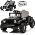 thumbnail image 1 of iRerts 12V Electric Ride on Cars, Ride on Building Block Toys for Toddlers with Remote Control, Electric Truck Car/Kart-Switch Freely, Bluetooth, Music, LED Lights, 4 Wheel Suspension, Black, 1 of 13