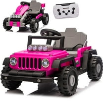iRerts 12V Electric Ride on Cars, Ride on Building Block Toys for Toddlers with Remote Control, Electric Truck Car/Kart-Switch Freely, Bluetooth, Music, LED Lights, 4 Wheel Suspension, Rose Pink