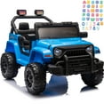 thumbnail image 1 of iRerts 12V Ride on Cars with Remote Control, Powered Ride on Toys Truck with Bluetooth, Music, MP3/USB Port, Detachable Steering Wheel, Electric Cars for Kids Boys Girls 3-6 Ages, Blue, 1 of 11