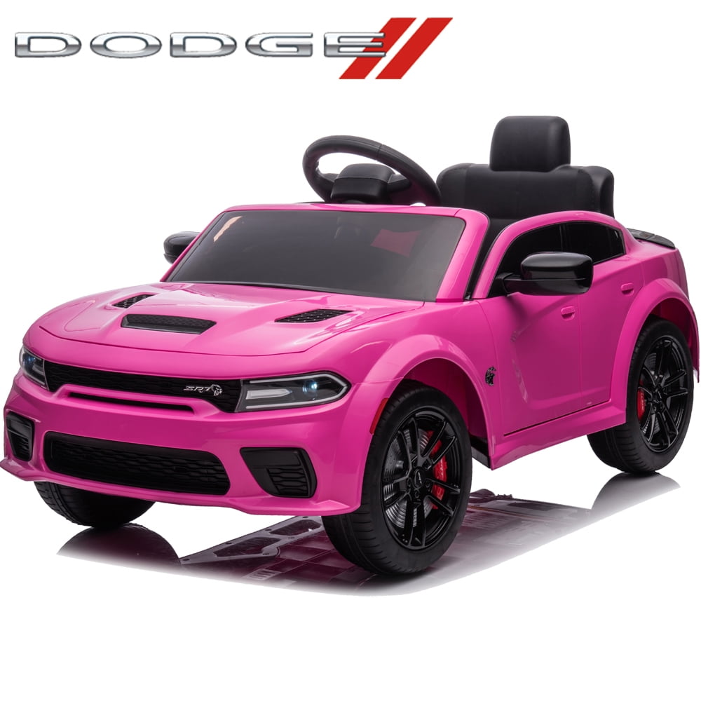 iRerts 12V Pink Dodge Charger Ride On Cars with Remote Control, Kids Ride  on Toys with Bluetooth, Music, LED Light, USB, MP3, 4 Wheel Suspension