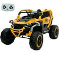 thumbnail image 1 of iRerts 12V Powered Ride on Toys UTV, Kids Ride on Cars with Remote Control, Bluetooth, Music, LED Lights, 4 Wheels Suspension, Kids Cars Electric Vehicles for Boys Girls Ages 3-6 Gifts, Yellow+Black, 1 of 7