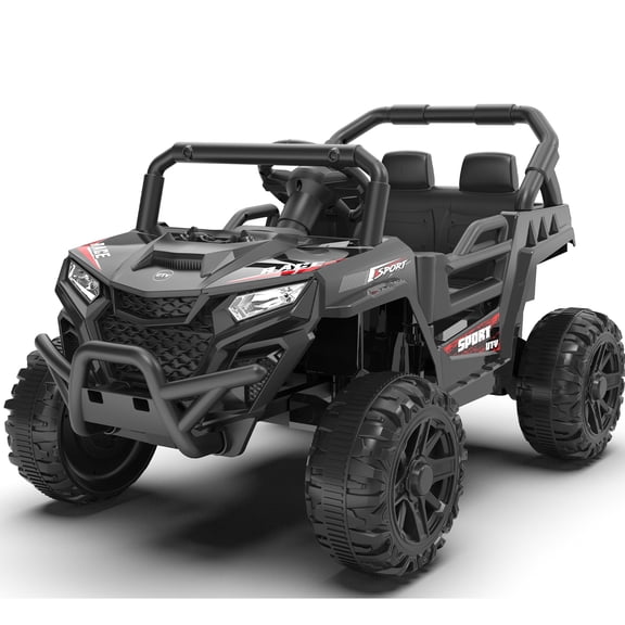 iRerts 12V Ride on Car UTV with Remote Control, Powered Ride on Toys for Kids Boys Girls Ages 3-5, Electric Car for Kids with Bluetooth, Music, MP3 Ports, LED Lights, Horn, Black