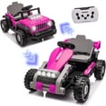 thumbnail image 1 of iRerts 12V Ride on Toys, 2 in 1 Ride on Building Block Cars Truck/Go Kart Freely Switched, One Chassis, Two Forms, Ride on Vehicles Kids Car with Remote Control, Bluetooth, Music, LED Light, Pink, 1 of 10