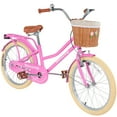 thumbnail image 1 of iRerts 20 Inch Girls Bike for 7-10 Years Old Kids, Kids Bike with Basket, Brown Leather Saddle, Coaster Brakes, Retro Style Girls Bicycle Kids Cycle Bikes, Kids Bicycle for Gifts, Light Pink, 1 of 9
