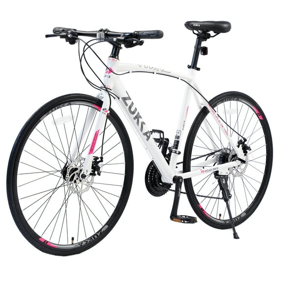 iRerts 24 Speed Hybrid Bike, 700C Road Bikes for Men Women, Adult City Bicycle Commuter Bike with Double Disc Brake and 3*8 Gears Shimano, Lightweight Adult Bike for School Commuting, White