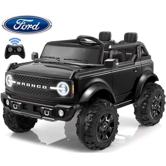 iRerts 24V Powered Ride on Cars, Licensed Ford Bronco Base 2 Seater Ride on Toys with Remote Control, Bluetooth, LED Lights, 4 Wheel Suspension, Ride on Trucks Electric Car for Kids Ages 3-8, Black