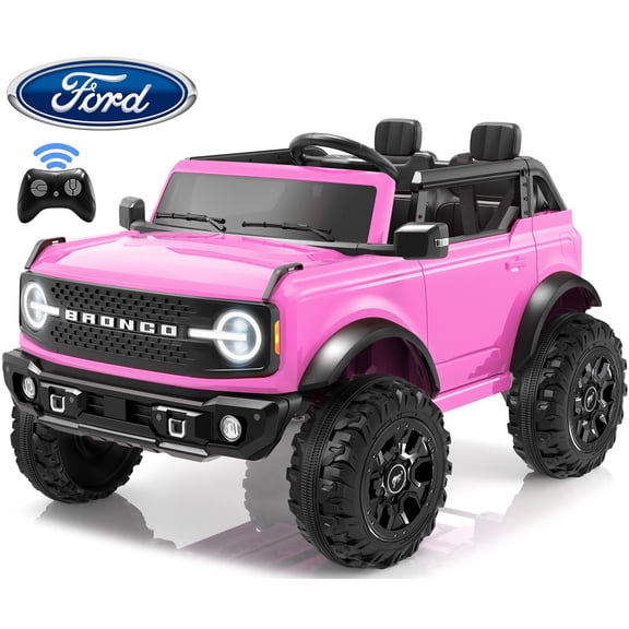 24V 2 Seater Ride on Cars, Bronco Base Powered Ride on Toys for Big Kids Boys Girls Ages 3-8, Kids Car Electric Vehicle with Remote Control, Bluetooth, LED Lights, 4 Wheel Suspension, Pink