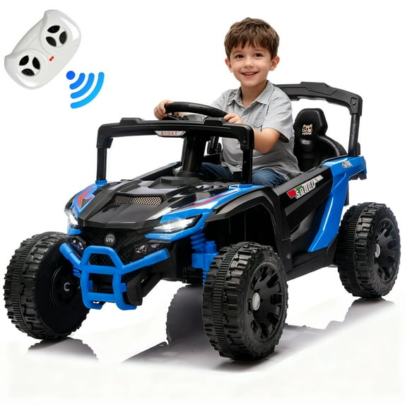 iRerts 24V Powered Ride on Toys, Kids Ride on Car UTV with Remote Control, Bluetooth, Music, LED Light, USB/AUX Port, 4 Wheels suspension, Electric Cars for Kids Boys Girls Ages 3-5, Blue