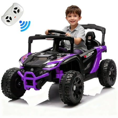 iRerts 24V Powered Ride on Toys, Kids Ride on Car UTV with Remote Control, Bluetooth, Music, LED Light, USB/AUX Port, 4 Wheels suspension, Electric Cars for Kids Boys Girls Ages 3-5, Purple