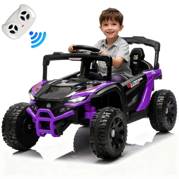 iRerts 24V Powered Ride on Toys, Kids Ride on Car UTV with Remote Control, Bluetooth, Music, LED Light, USB/AUX Port, 4 Wheels suspension, Electric Cars for Kids Boys Girls Ages 3-5 Gifts, Purple