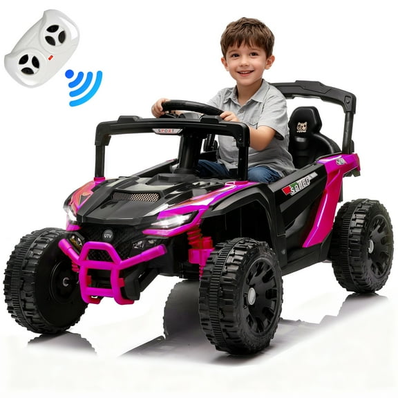 iRerts 24V Powered Ride on Toys, Kids Ride on Car UTV with Remote Control, Bluetooth, Music, LED Light, USB/AUX Port, 4 Wheels suspension, Electric Cars for Kids Boys Girls Ages 3-5 Gifts, Pink