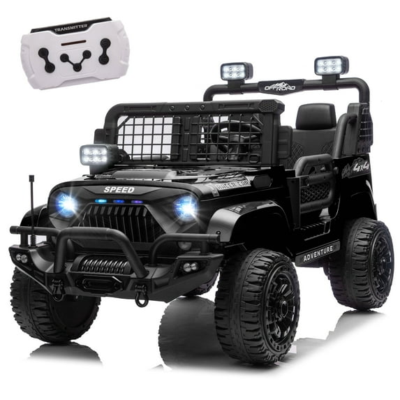 iRerts 24v Ride on Toys, 2 Seater Ride on Cars for Big Kids Boys Girls Ages 3-8, Kids Cars Electric Ride on Vehicles with Remote Control, Bluetooth, MP3/USB Ports, 4 Wheels Shock Suspension, Black