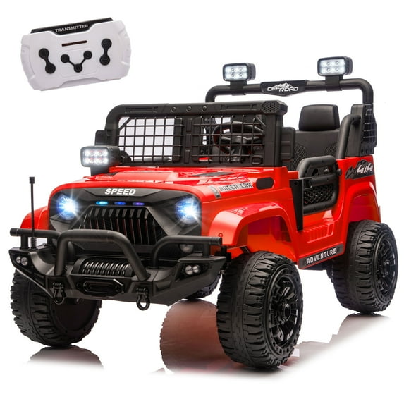 iRerts 24v Ride on Toys, 2 Seater Ride on Cars for Big Kids Boys Girls Ages 3-8, Kids Cars Electric Ride on Vehicles with Remote Control, Bluetooth, MP3/USB Ports, 4 Wheels Shock Suspension, Red