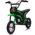 thumbnail image 1 of iRerts 24V Ride On Motocross Motorcycle, Kids Electric Dirt Bike for Boys 8-12, Kids Motorcycle with Dual Suspension, MP3 Player, Speeds up to 14.29MPH, Green, 1 of 6