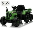 thumbnail image 1 of iRerts 24V Ride on Toy Tractor with Trailer, Powered Ride on Car with Remote Control, Electric Cars for Kids Toddlers 3-6 Years Old with 3 Speeds, Bluetooth, Music, USB/MP3 Ports, LED Light, Emerald, 1 of 9