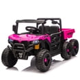thumbnail image 1 of iRerts 24V Electric Ride on Dump Truck, 4WD Powered Ride on Car with Remote Control, 6 Wheel Suspension, Electric Dump Bed, Bluetooth Music, LED Light, Toddlers Ride on Toys for Kids Aged 3-5, Pink, 1 of 8