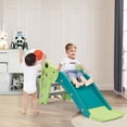 thumbnail image 1 of iRerts 3 in 1 Slide for Kids, Toddler Slide Climber Set for Indoor Outdoor, Freestanding Baby Game Slide with Extra Long Slipping Slope, Basketball Hoop and Ball for Boys & Girls, Green, 1 of 9