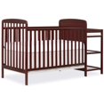 thumbnail image 1 of iRerts 3 in 1 Convertible Crib and Changer, Wood Baby Crib and Changing Table with Open Shelves, Converts to Toddler Bed and Daybed, Cherry, 1 of 6