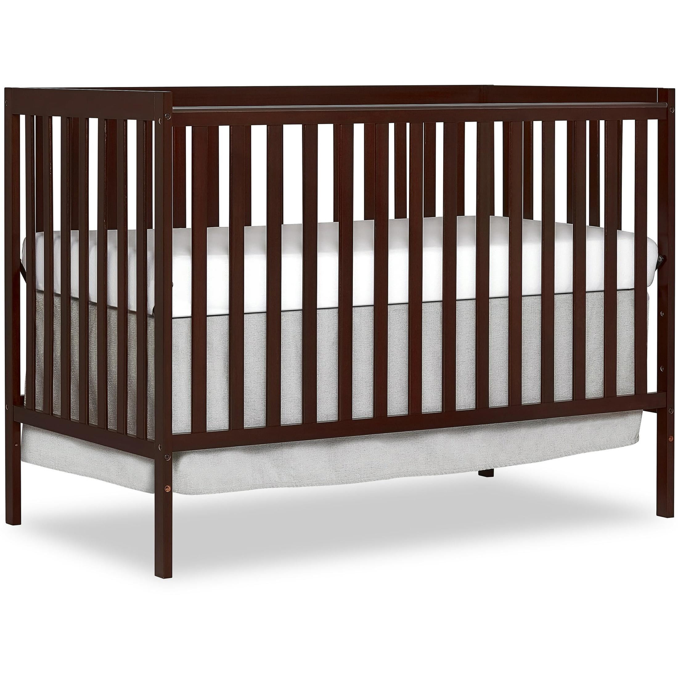 iRerts 5in1 Convertible Baby Crib, Toddler Bed, Wood Legs, Espresso Finish, Fits FullSize