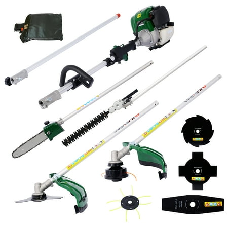 iRerts 9 in 1 Grass Trimmer, 38CC 2-Cycle Gas Powered Weed Eater with Gas Pole Saw, Hedge Trimmer, Grass Trimmer and Brush Cutter, String Trimmer for Grass Garden Yard Care, Green