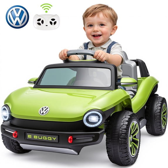 12V Electric Ride on Cars, Licensed Volkswagen Beetle Ride on Toys with Remote Control, Bluetooth, USB Port, Music, Rear Storage, LED Lights, Battery Powered Toddlers Electric Car for Kids Ages 3+