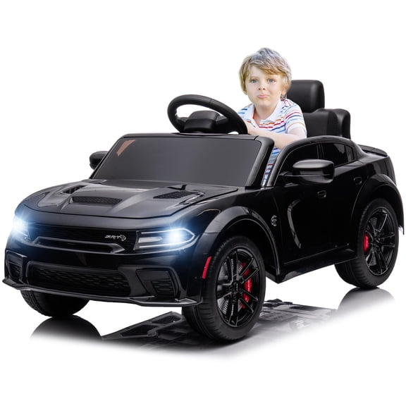 Ucades 12V Powered Ride on Toys, Licensed Dodge Charger Kids Ride on Cars with Remote Control, Kids Electric Cars with Bluetooth, Music, USB, MP3, 4 Wheel Suspension, Black