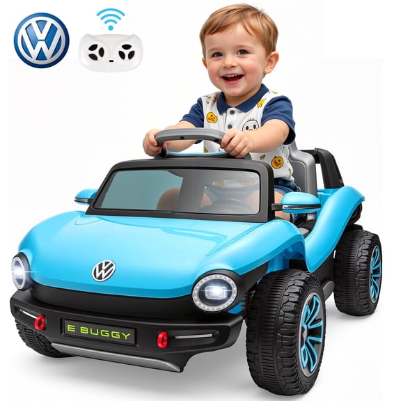 12V Electric Ride on Cars, Licensed Volkswagen Beetle Ride on Toys with Remote Control, Bluetooth, USB Port, Music, Rear Storage, LED Lights, Battery Powered Toddlers Electric Car for Kids Ages 3+