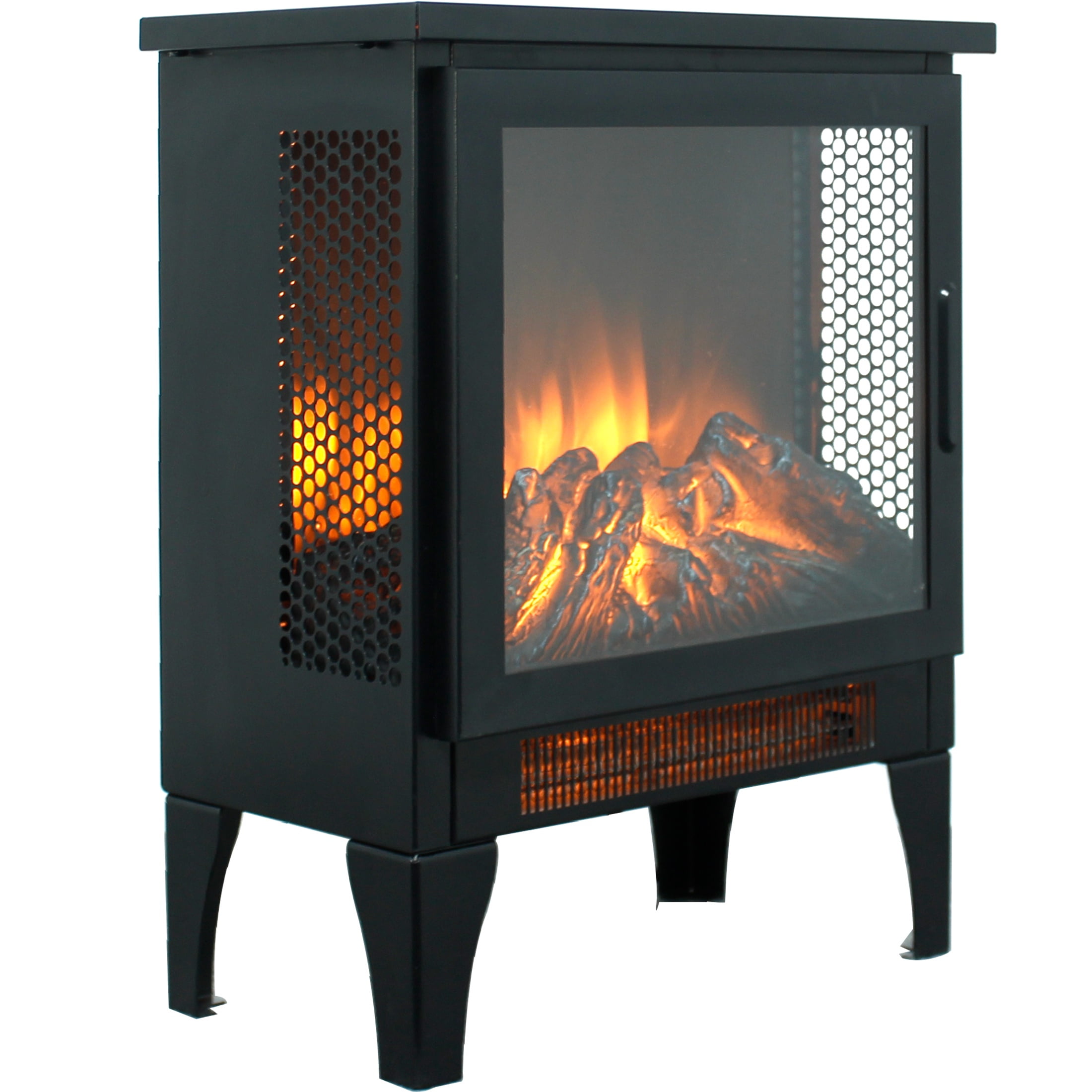 iRerts 17 Inch Freestanding Electric Fireplace Stove Heater, 3D Flame Effect Small Portable Fireplace, 700W/1400W Space Heater Fireplace for Indoor Use, CSA/UL Certified, Black