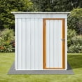 thumbnail image 1 of iRerts Garden Shed, 5FT x 3FT Outdoor Storage Shed Storage House, Metal Outdoor Shed Tool Shed with Lockable Door and Apex Roof, Outside Sheds for Backyard Garden Patio Lawn, White+Yellow, 1 of 7